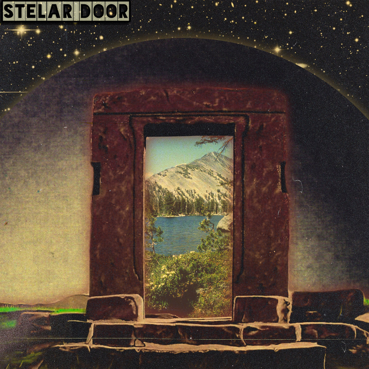 Cover: a stone doorway opening onto a mountain lake under a starry arc
